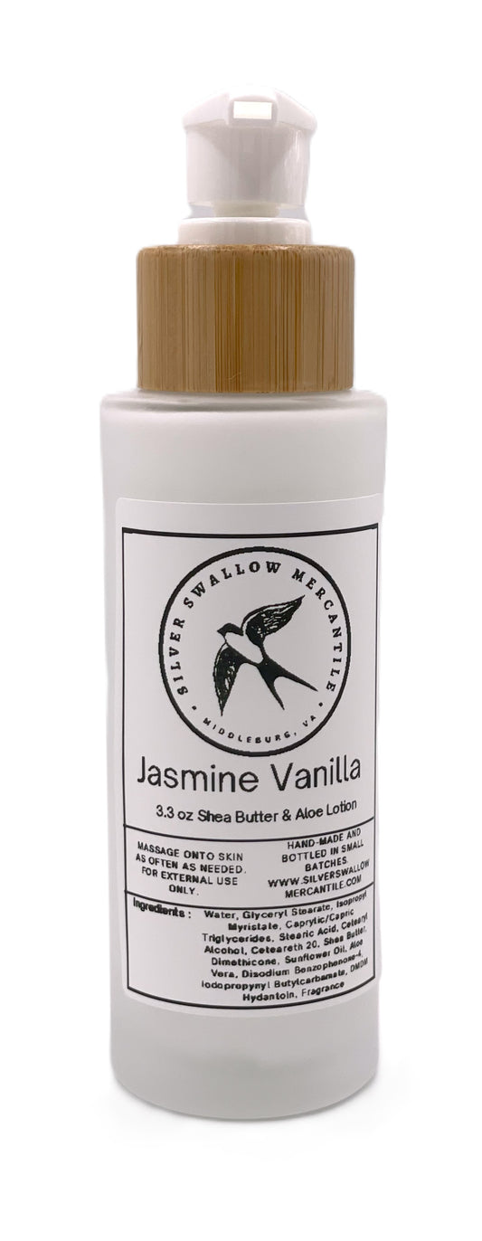 Shea Butter & Aloe Lotion with Jasmine and Vanilla – Luxurious Hydration in a Frosted Glass Pump