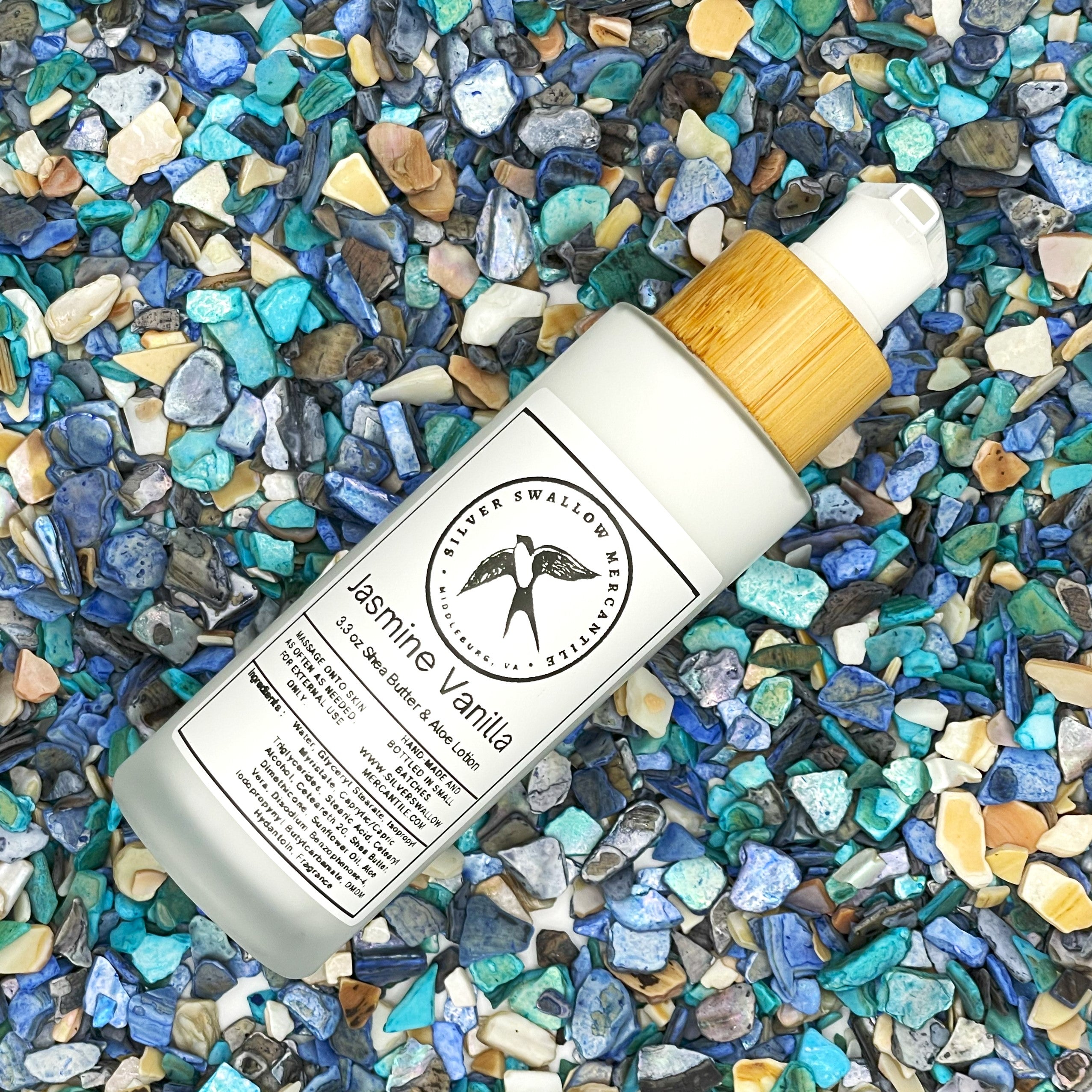 Shea Butter & Aloe Lotion with Jasmine and Vanilla – Luxurious Hydration in a Frosted Glass Pump