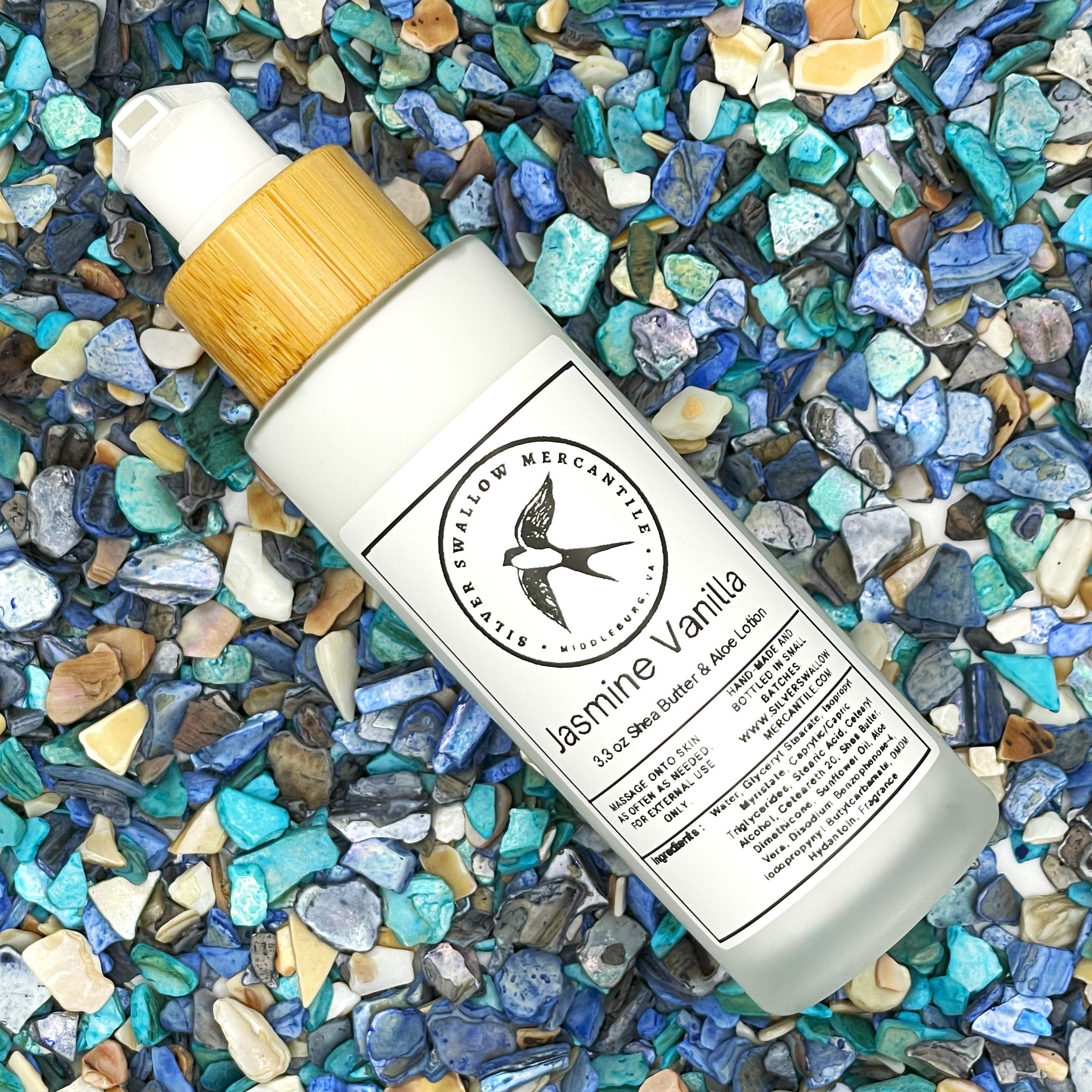 Shea Butter & Aloe Lotion with Jasmine and Vanilla – Luxurious Hydration in a Frosted Glass Pump