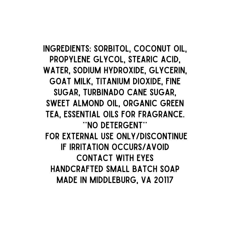 Tea Time – Green Tea Sugar Scrub Goat’s Milk Soap Bar