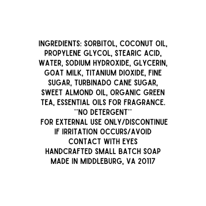 Tea Time – Green Tea Sugar Scrub Goat’s Milk Soap Bar
