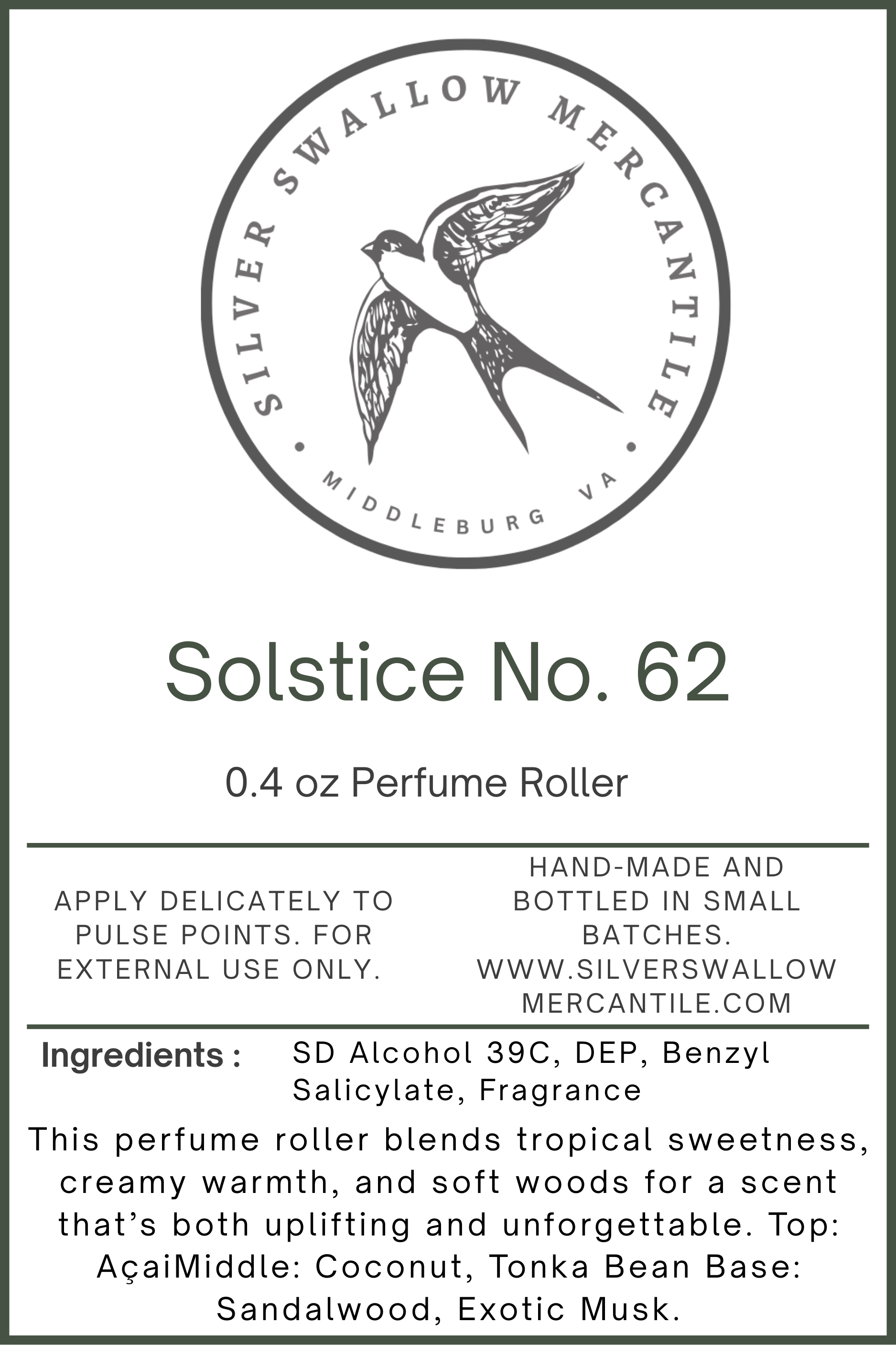 Solstice No. 62 Perfume Roller – Sunshine in a Bottle